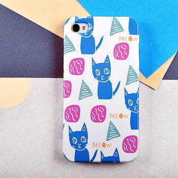 Meow Cat Pattern Case For iPhone Or Samsung
