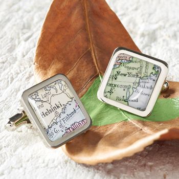 Personalised Square Map Location Cufflinks