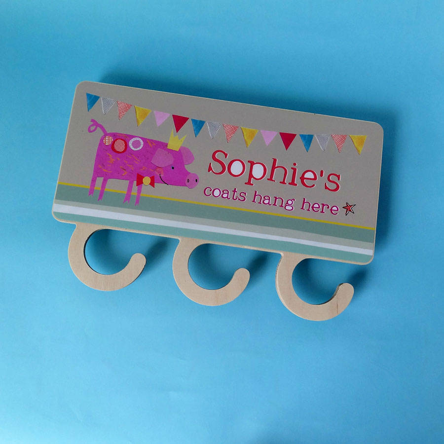 personalised child's coat hooks by alice palace
