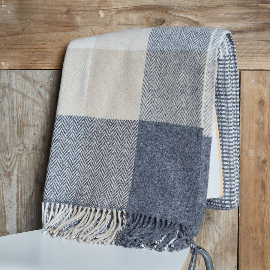 cashmere merino check throw by uniquely eclectic