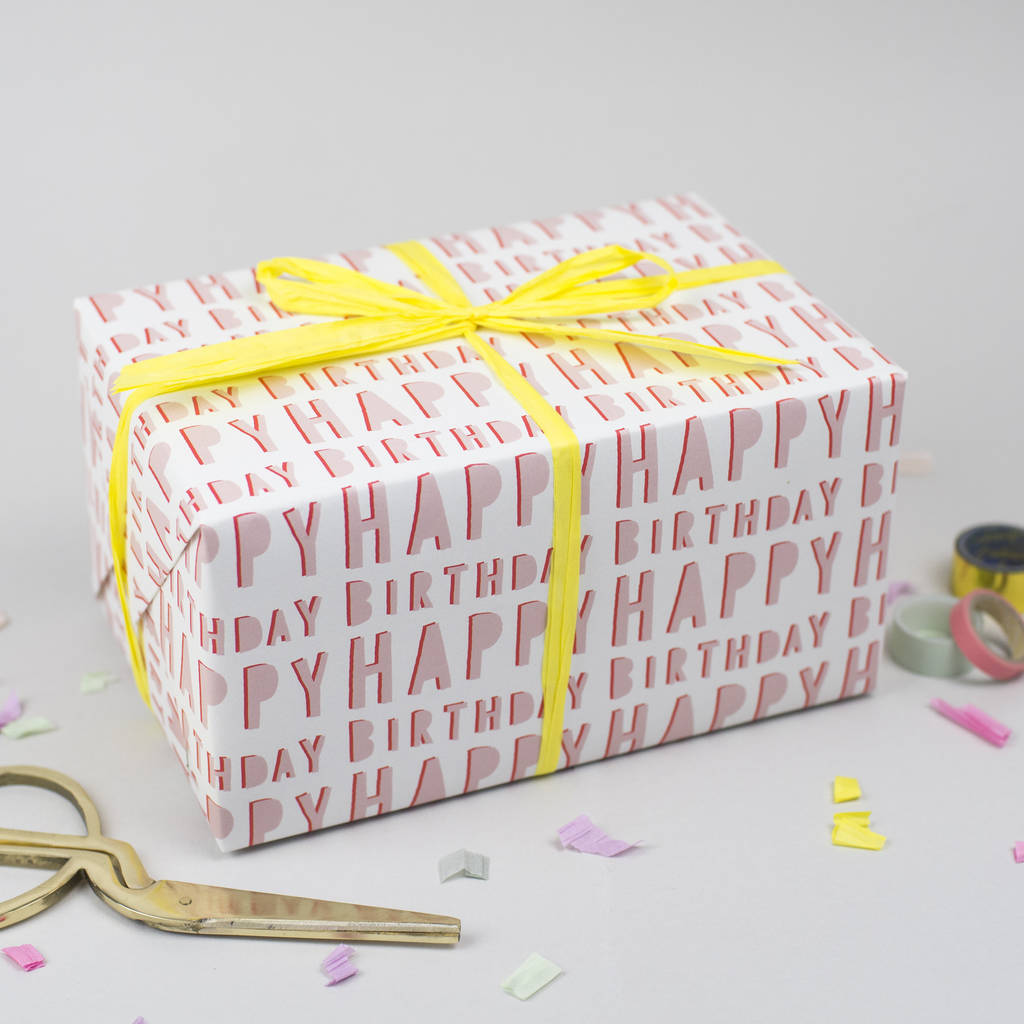 typography birthday wrapping paper by louise and lygo