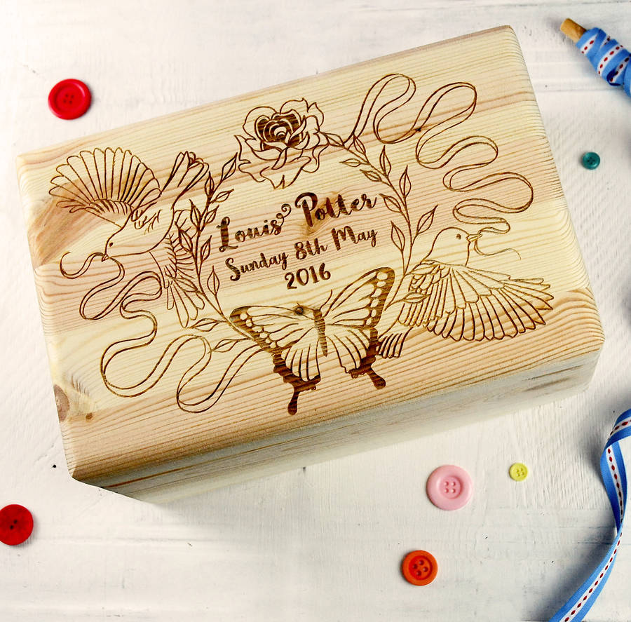personalised engraved baby keepsake box by pogofandango