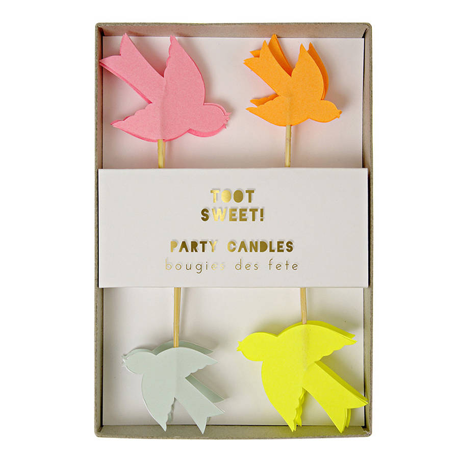 set of eight bird candles by little lulubel
