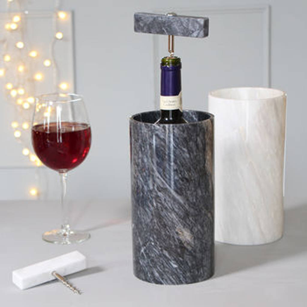 wedding marble wine cooler with monogram by marbletree