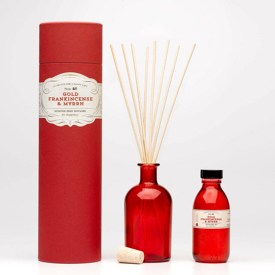 gold frankincense and myrrh room diffuser by quintessentially english