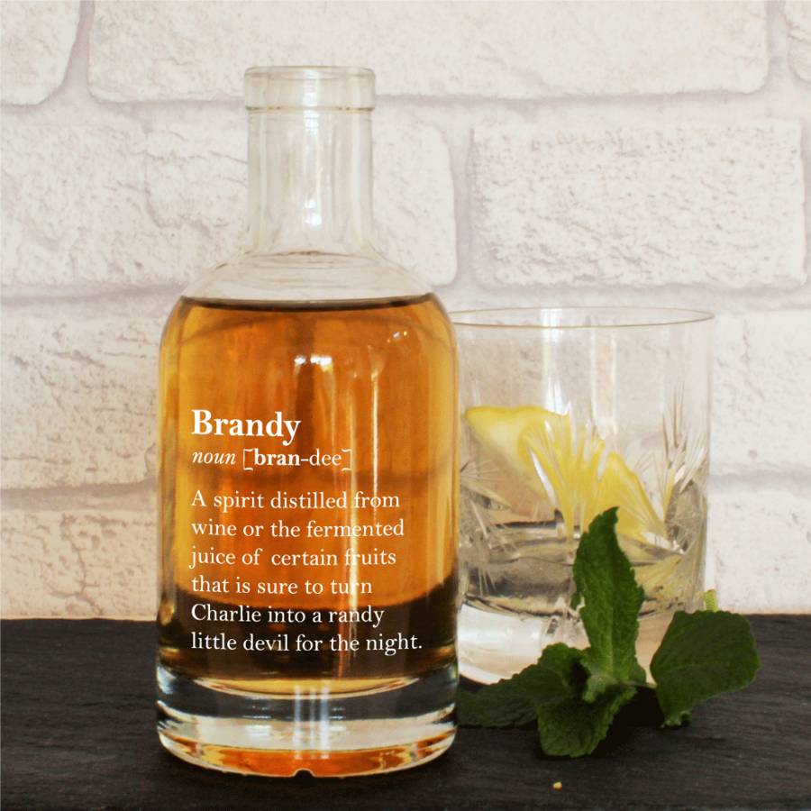 witty personalised brandy definition bottle by copper and sable