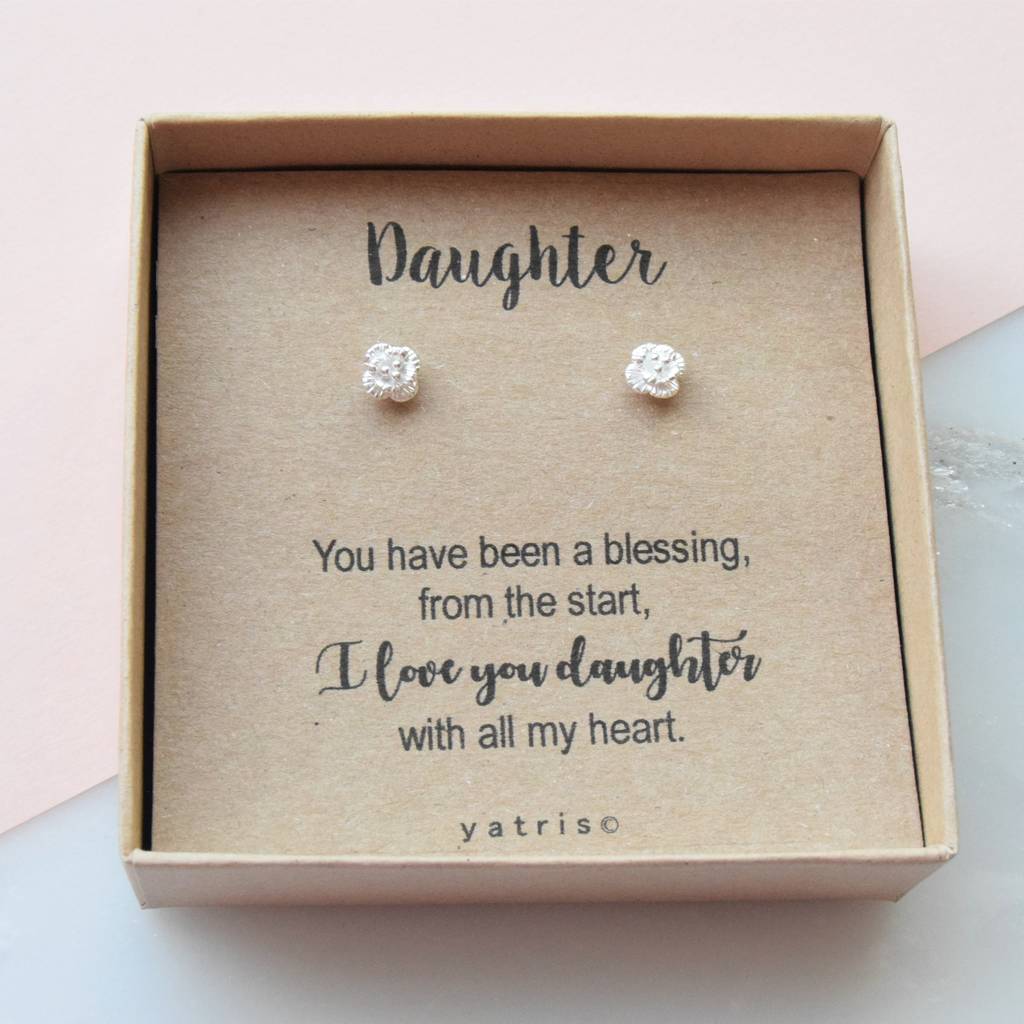 personalised daughter silver rose stud earrings by yatris