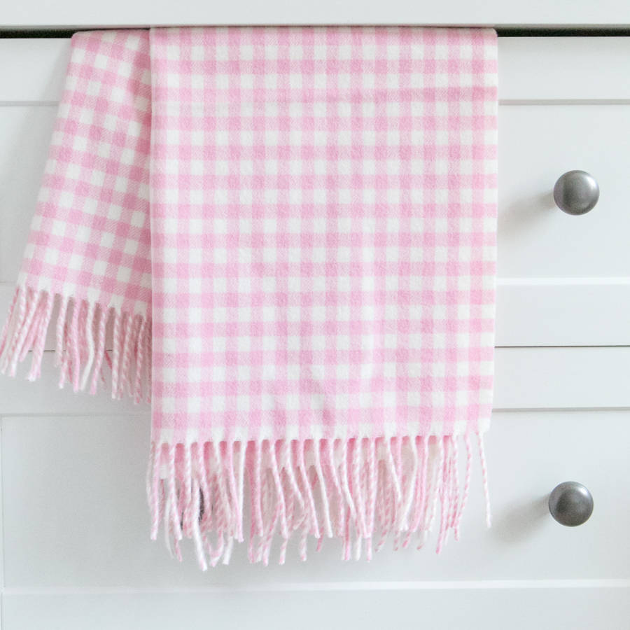 merino gingham baby blankets by lily&kirkby
