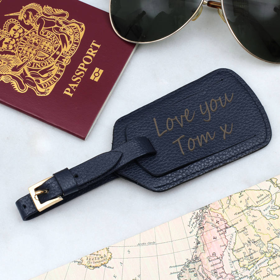personalised luxury leather luggage tag by hurleyburley