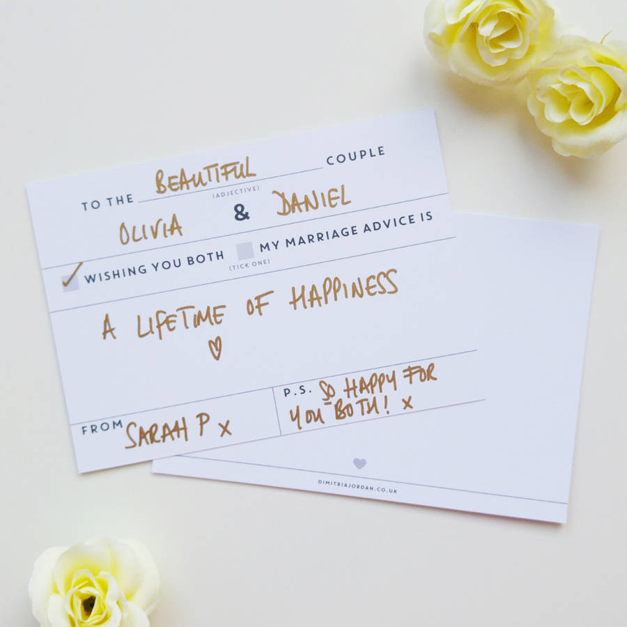 pack of 25 wedding advice cards by dimitria jordan | notonthehighstreet.com