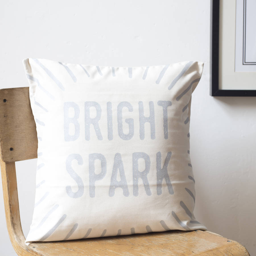bright spark silver cushion cover by bespoke verse