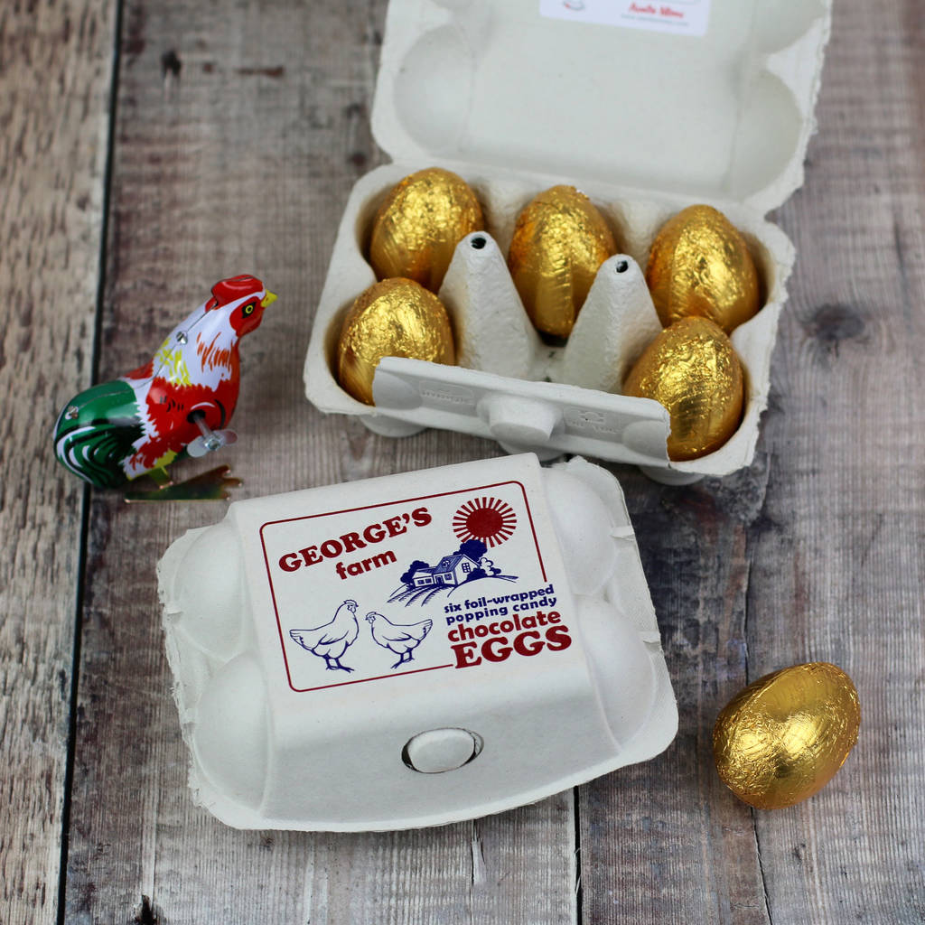 personalised egg box with chocolate eggs by auntie mims