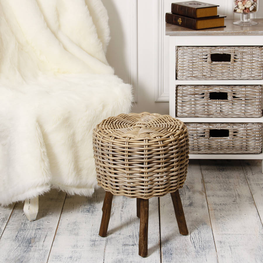 grey rattan stool by dibor