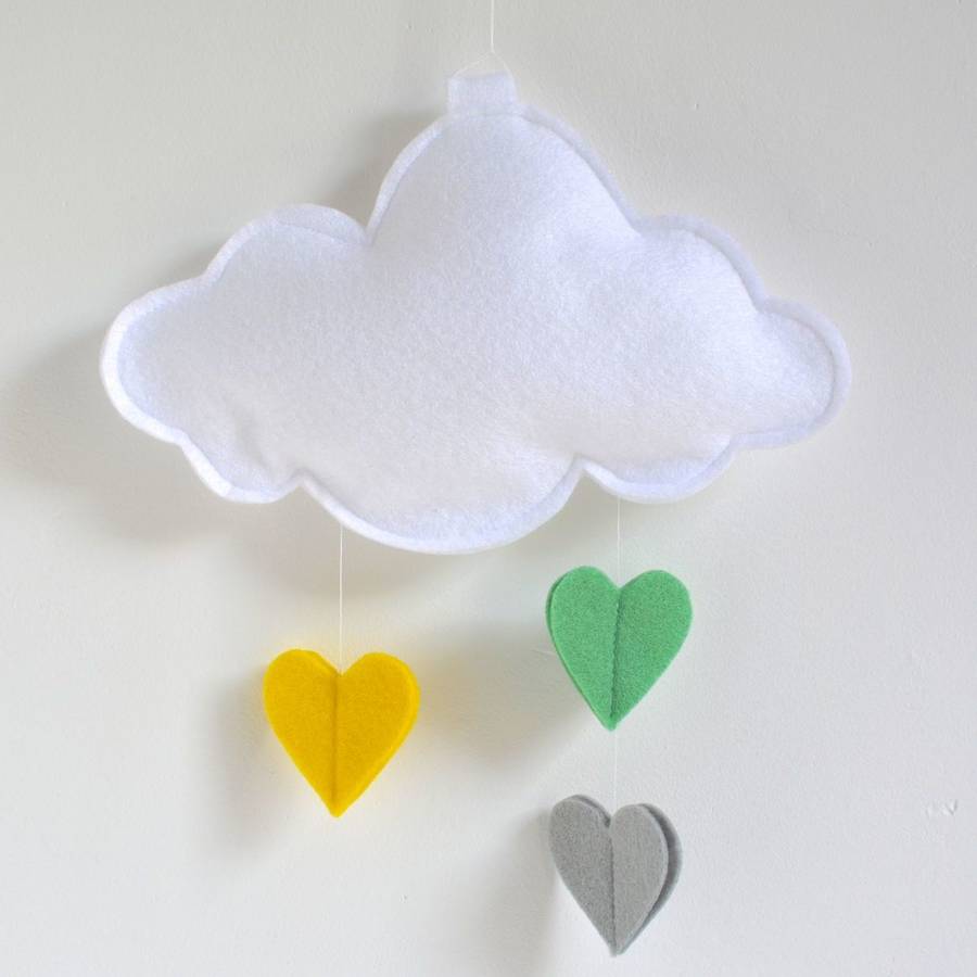 cloud baby mobile with hearts by littlenestbox