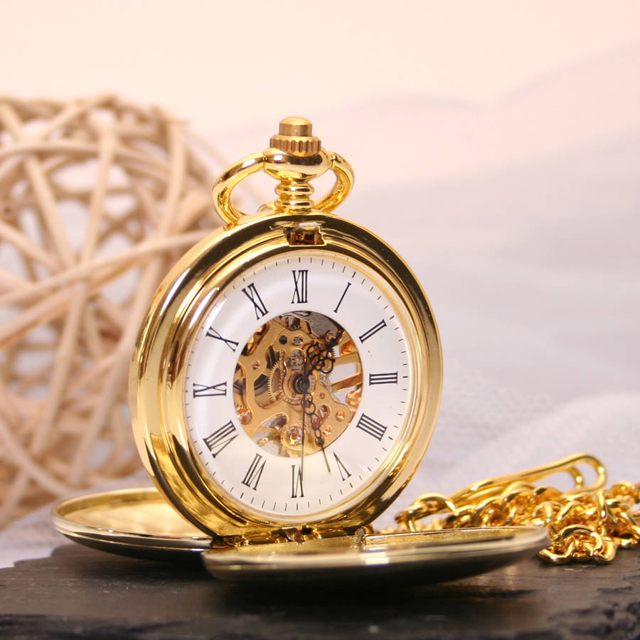 personalised mechanical pocket watch twin opening by