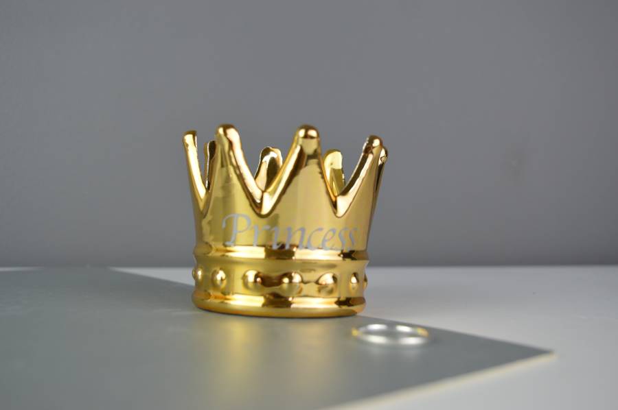 personalised crown ring holder and dish gold or silver by not a