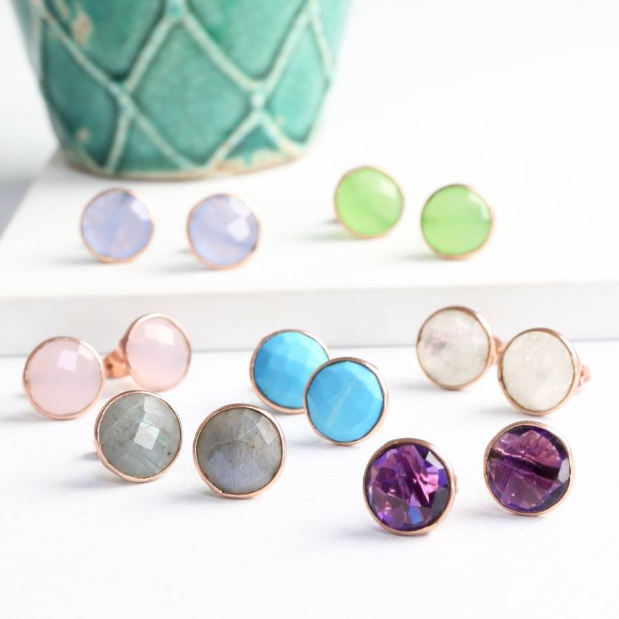 clare semi precious stone stud earrings by lisa angel