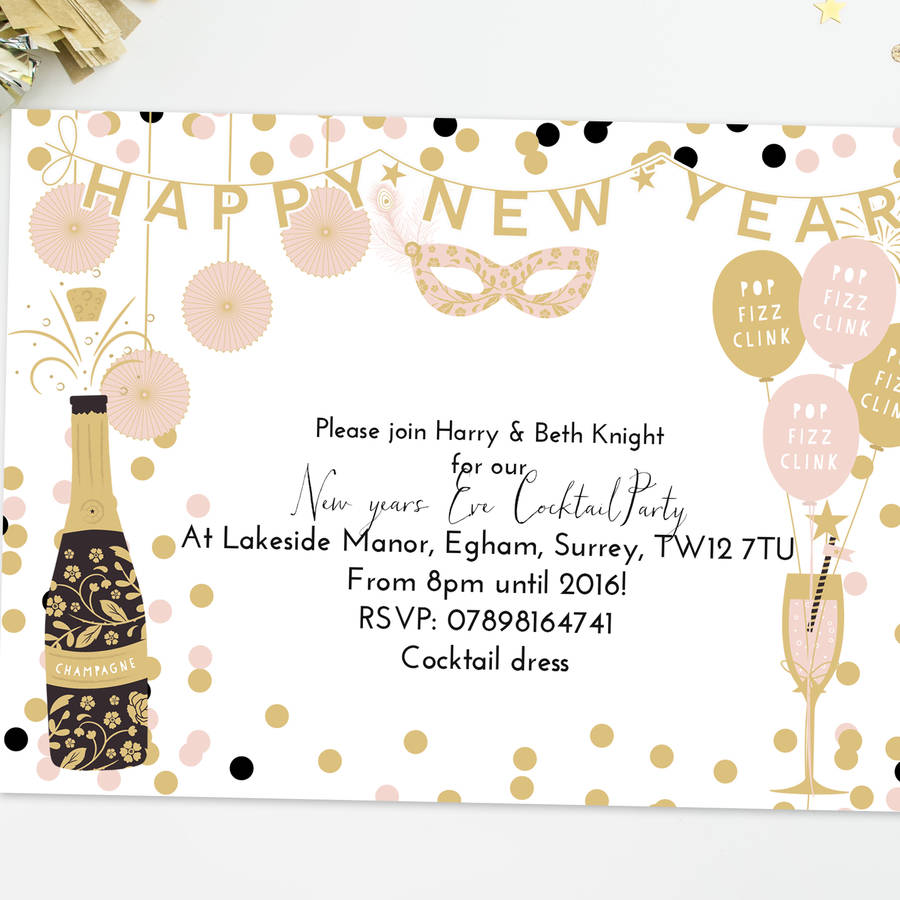 personalised new year's eve party invitations by lily summery