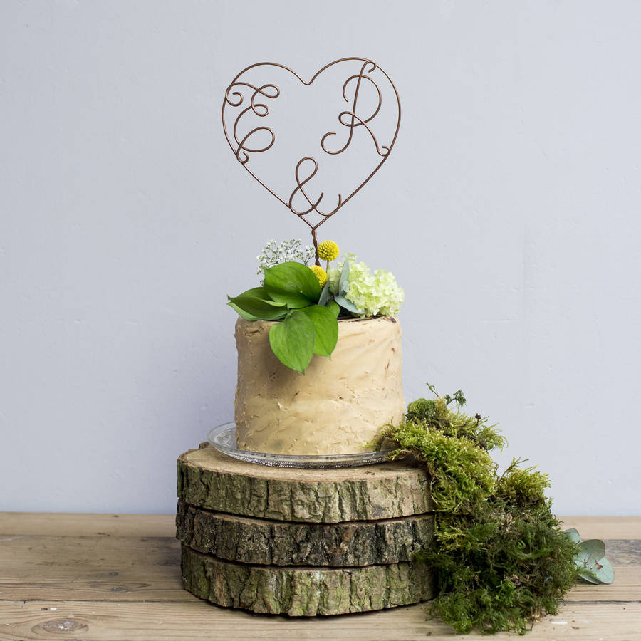 personalised initial wire copper cake topper by the letter loft