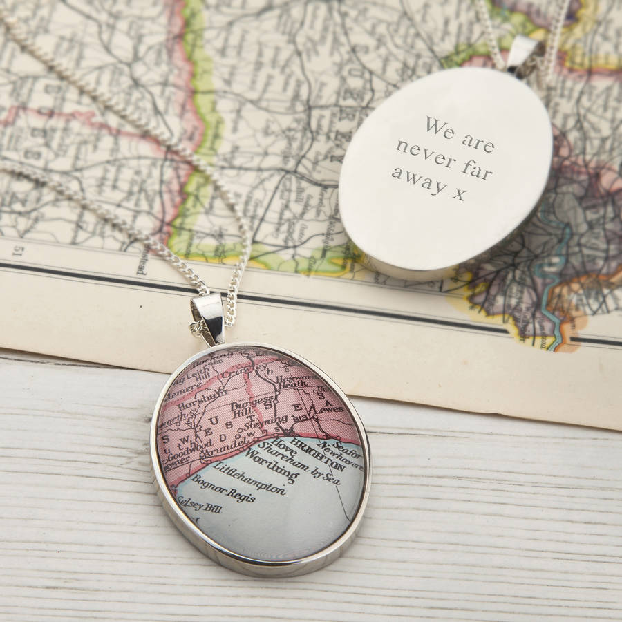 map personalised pendant necklace oval by ellie ellie
