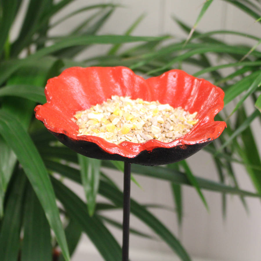 cast iron poppy bird feeder garden ornament by garden selections