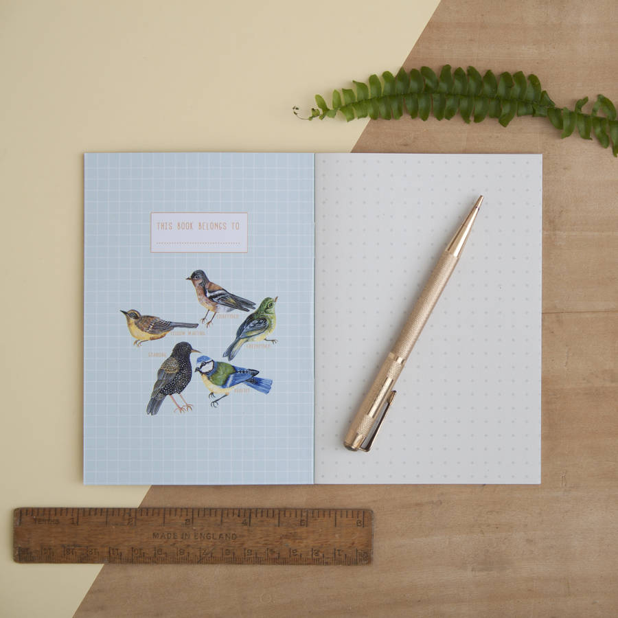 british garden birds print pocket notebook by little paisley designs