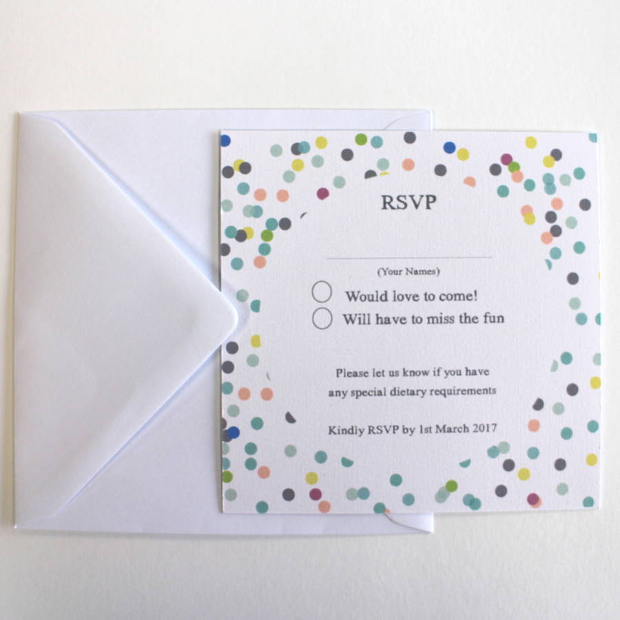 confetti wedding invitation by ohmydearjulia