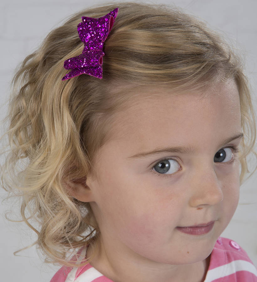 pink glitter bow girls hair clip by piccalilly