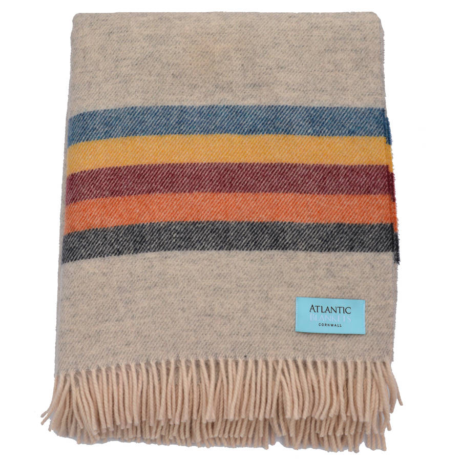 grey stripe wool throw by atlantic blankets