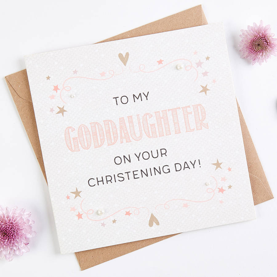 goddaughter christening day card by norma&dorothy