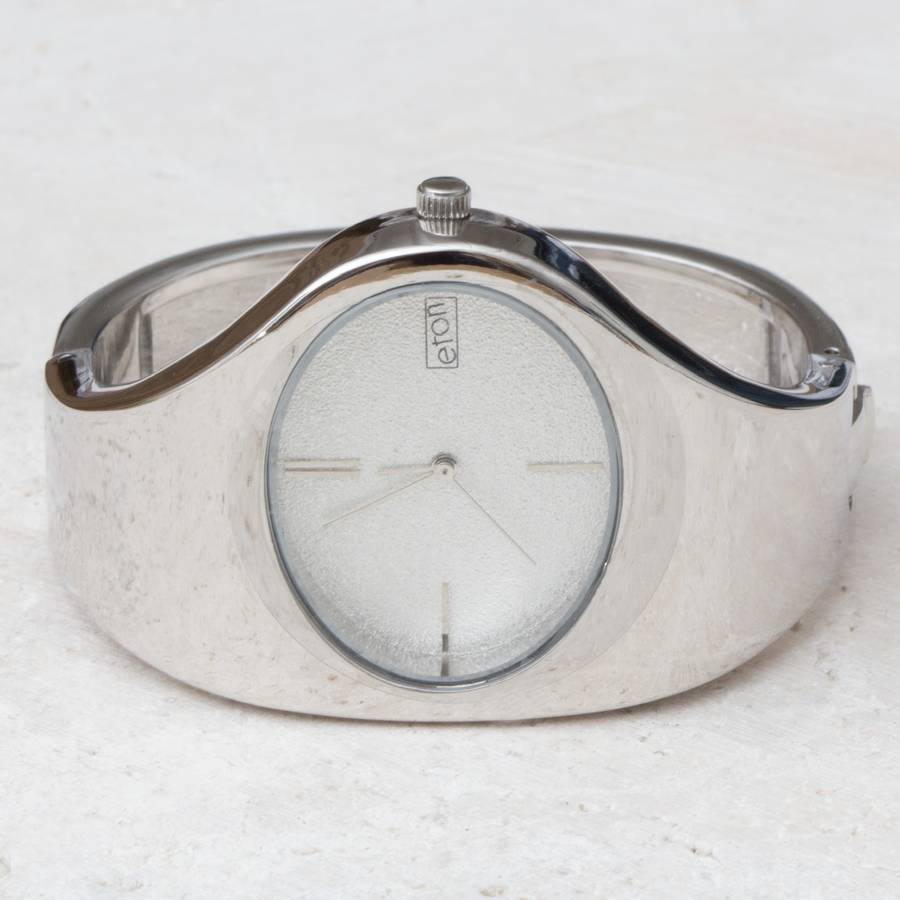 silver cuff watch