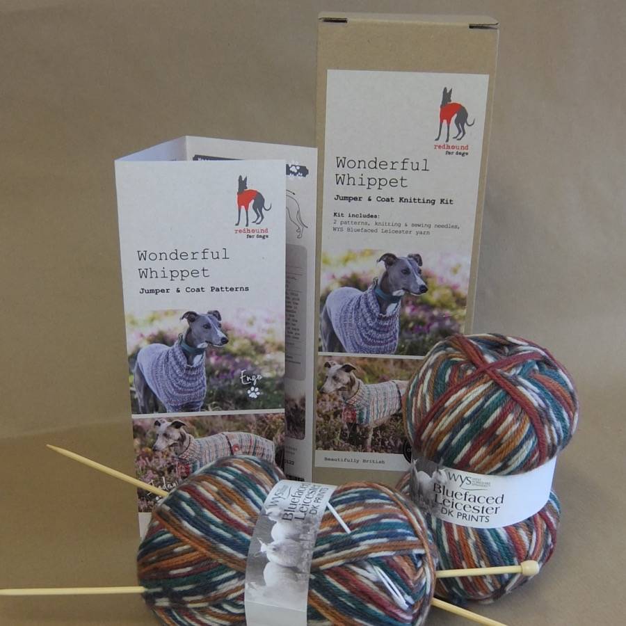 dog jumper knitting kit whippet by redhound for dogs notonthehighstreet.com