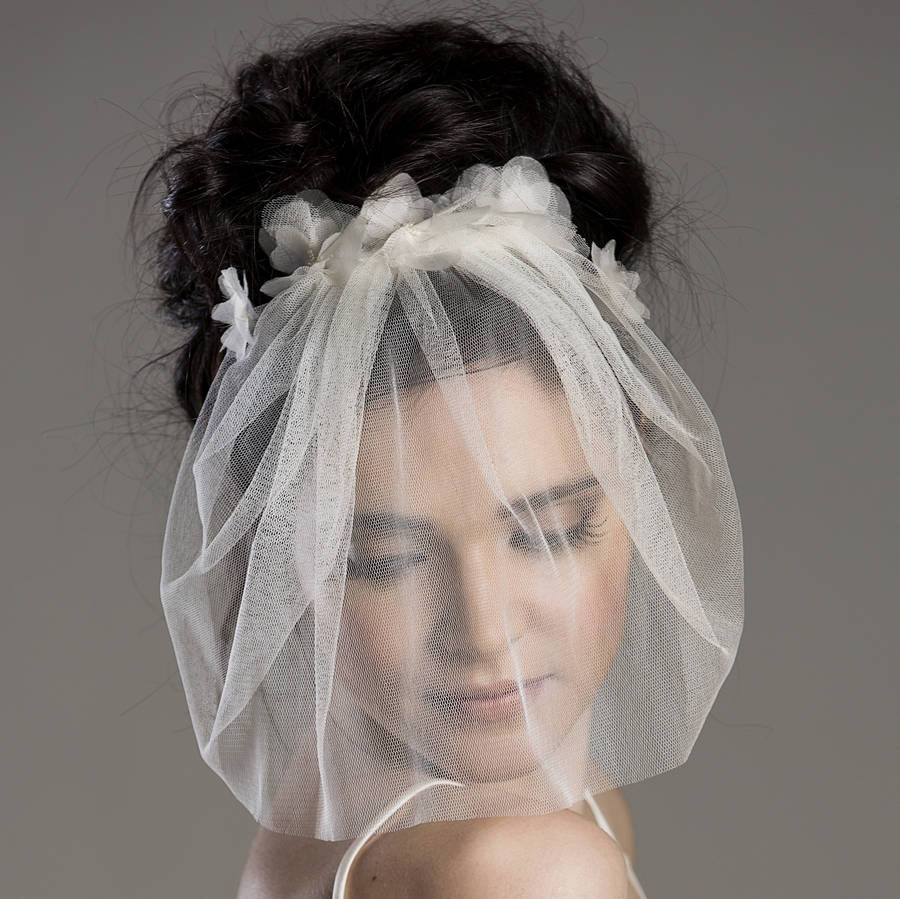 fifi silk flower ivory blusher veil by lovebysusie