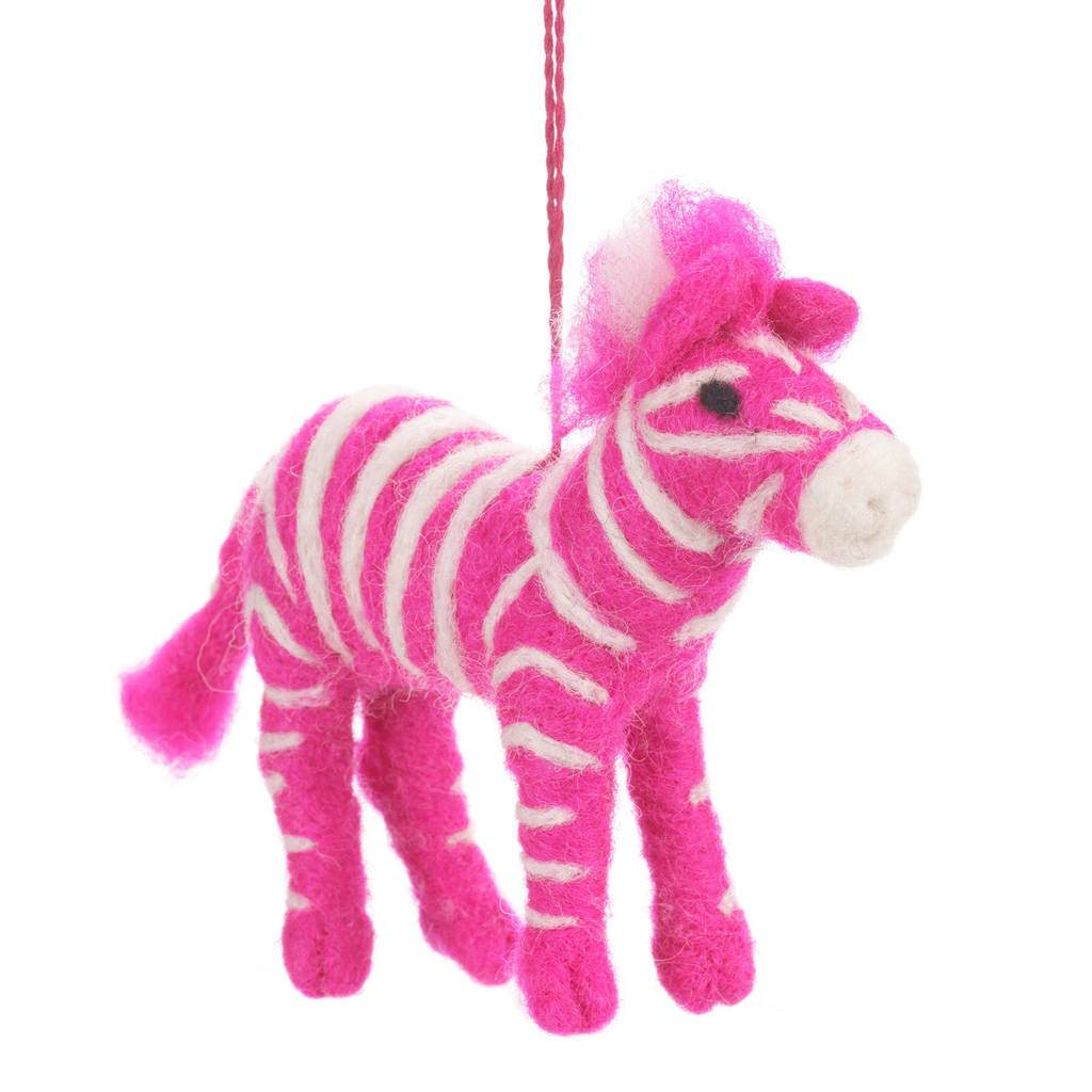 handmade felt pink zebra by felt so good