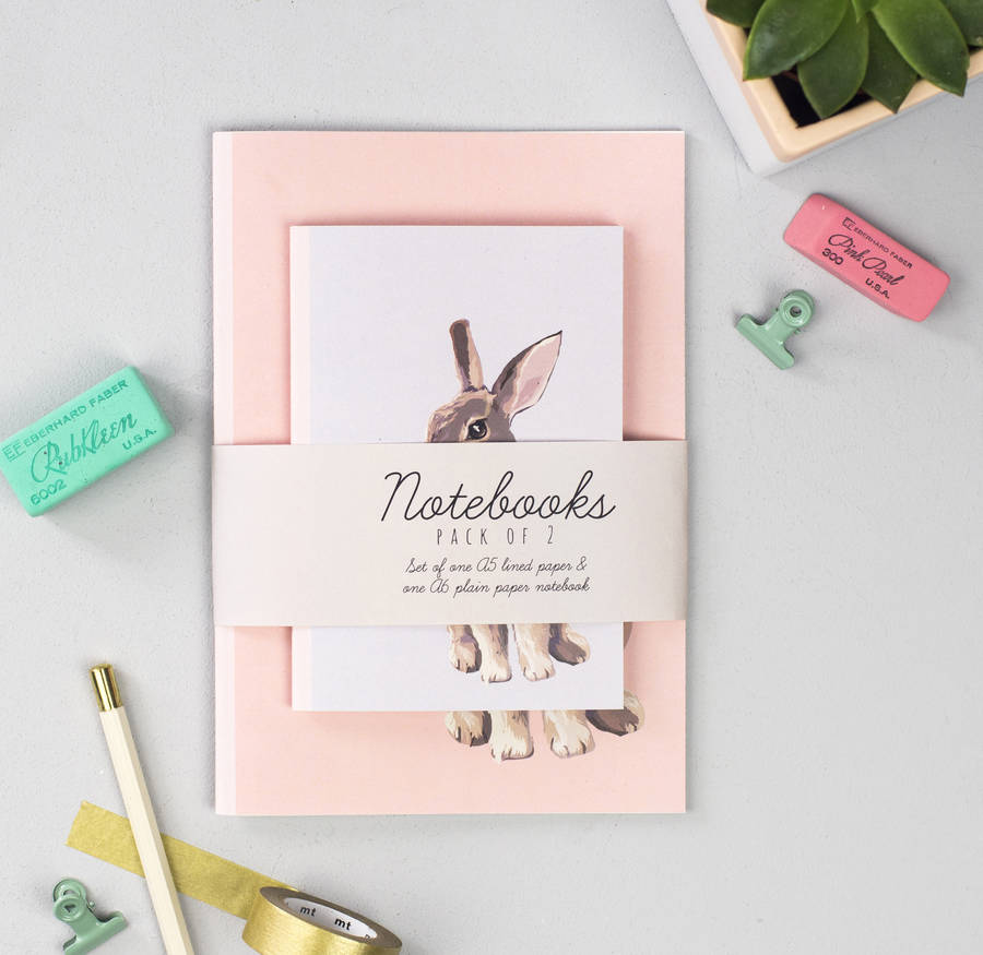 set of two rabbit notebooks by sirocco design