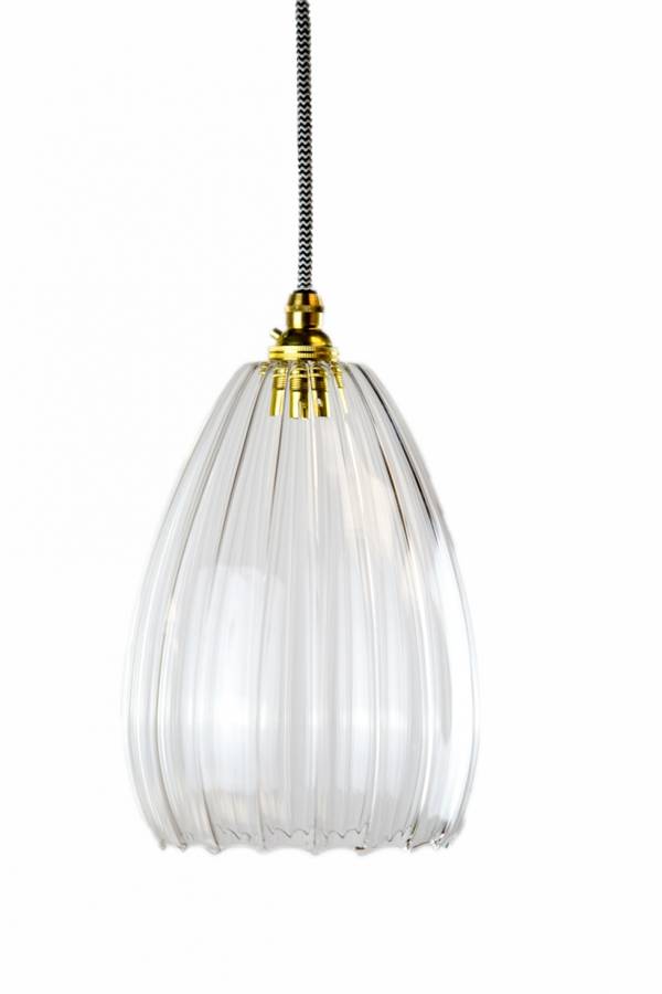 molly handmade ribbed glass pendant light by glow lighting