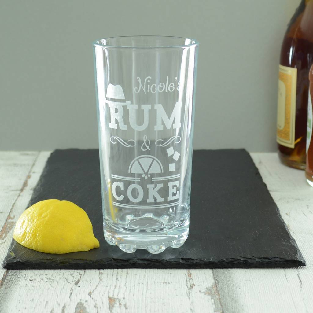 rum and coke personalised highball glass by chalk and cheese