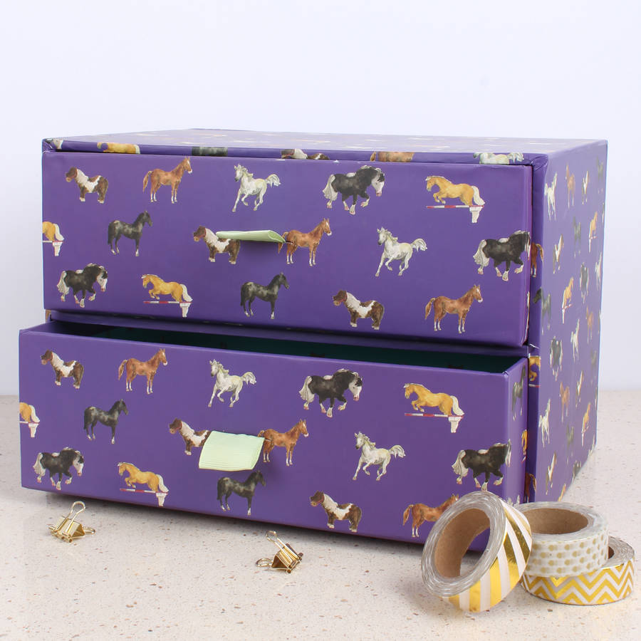 purple horses two drawer storage box by milly green