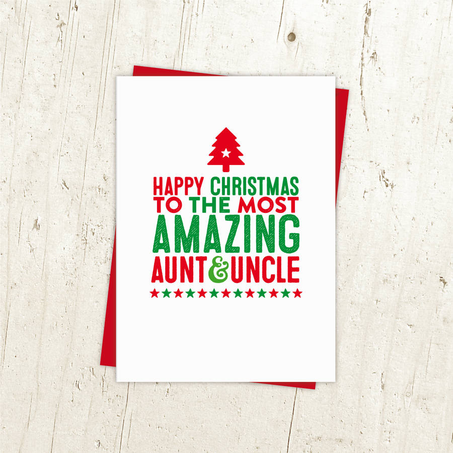 Amazing Aunt And Uncle Christmas Card By A Is For Alphabet