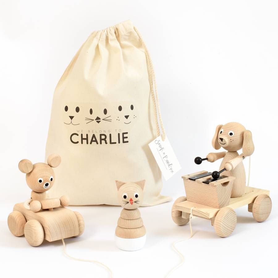 personalised three toy bag bundle by sarah & bendrix