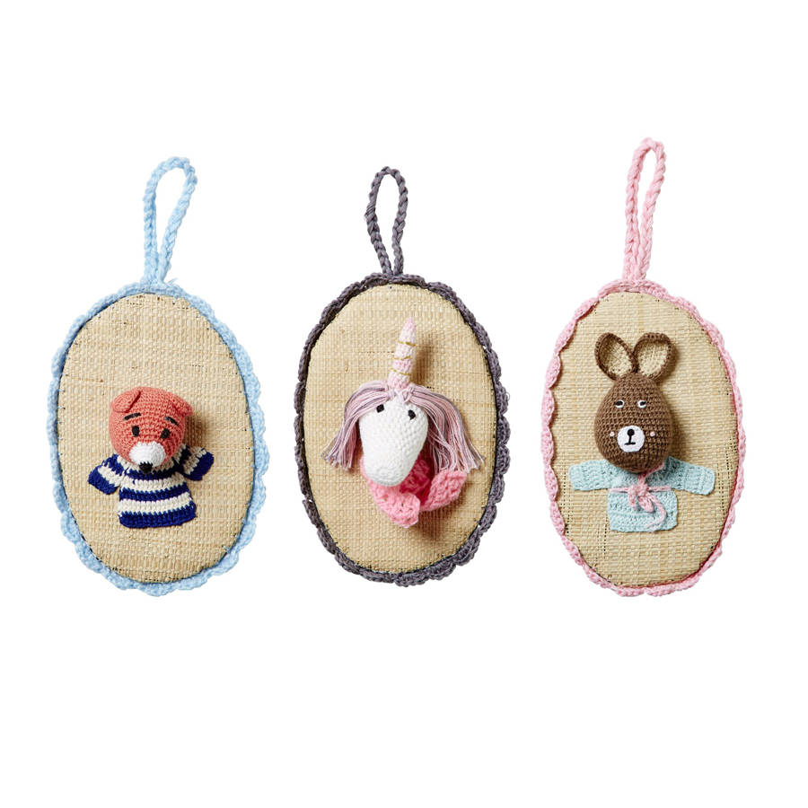 animal wall hanging crochet decoration by little lulubel