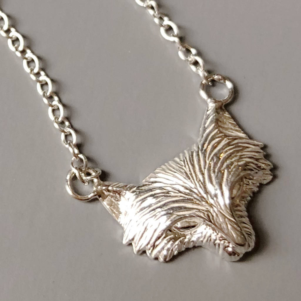 Sterling Silver Fox Face Necklace By Magnus Bella