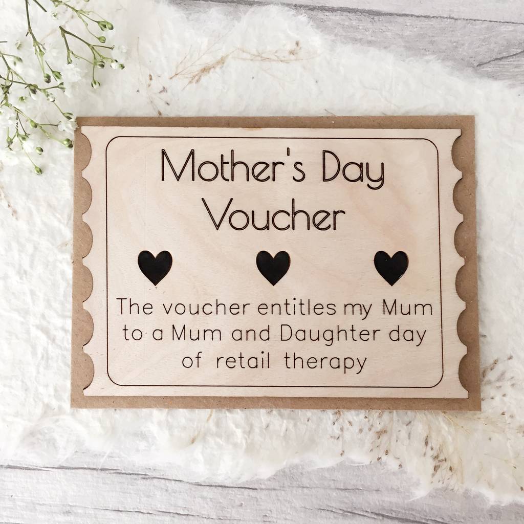 'mother's day voucher' wooden card by jayne tapp design