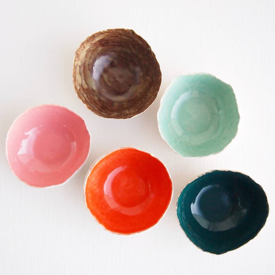 handmade round glossy ceramic ring dishes by