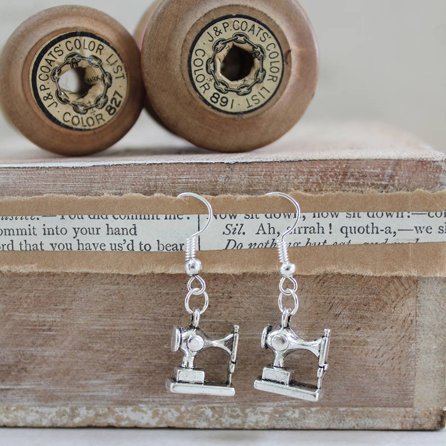 sewing machine earrings in a bottle by zamsoe