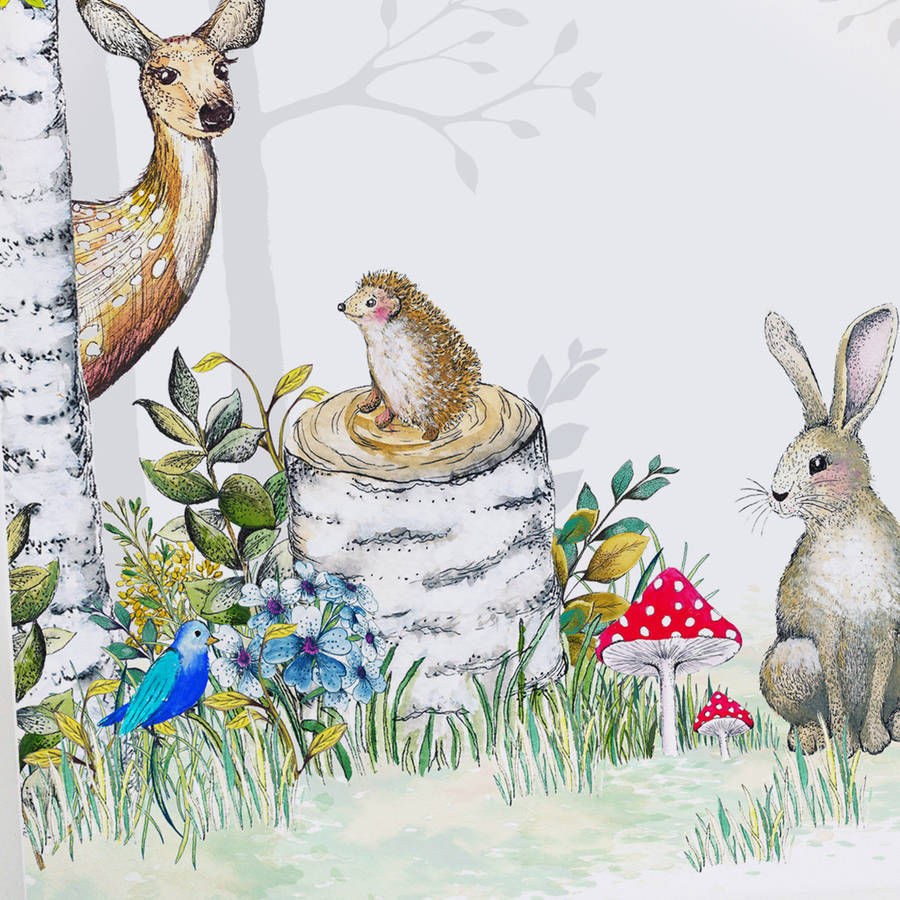 personalised woodland animals nursery print by charlotte duffy design