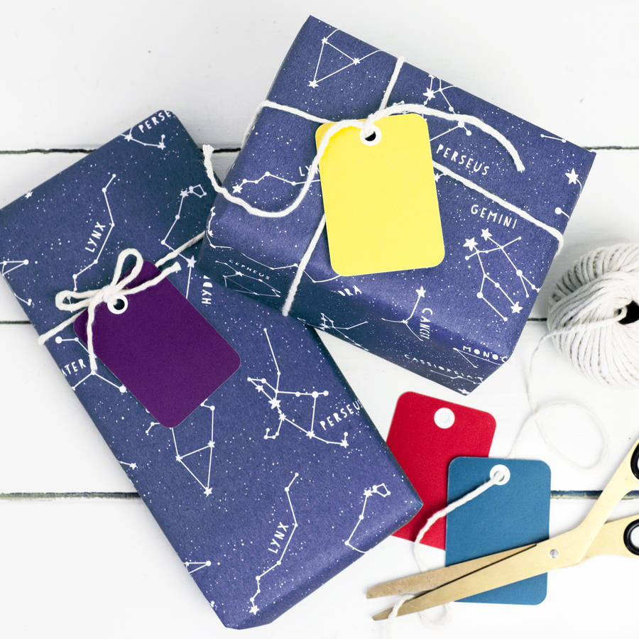 Blue Star Constellations Educational Gift Wrap Set By Newton And The 