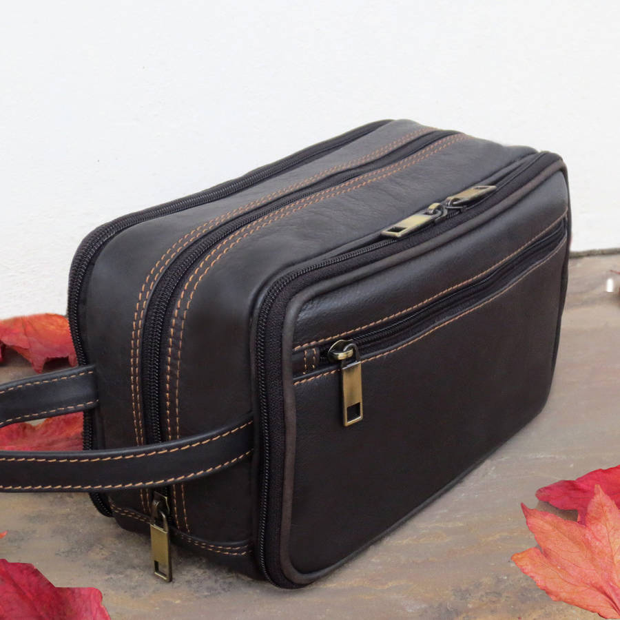 mens leather hygiene bag