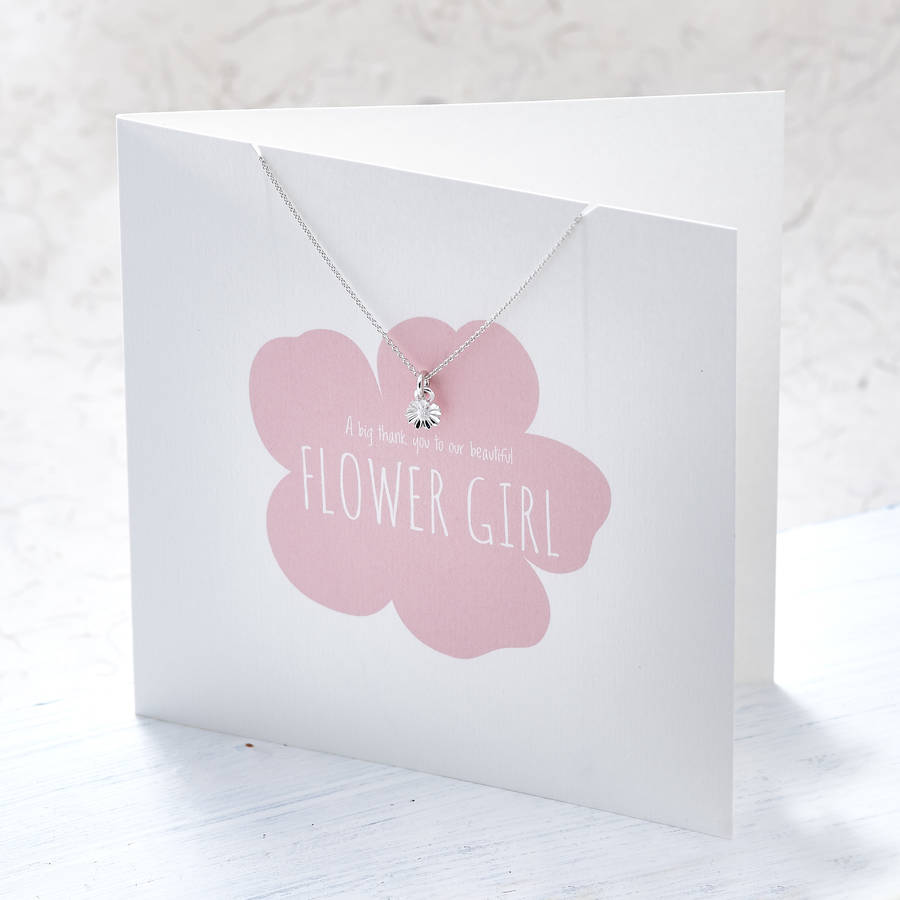 thank you flower girl silver necklace gift by scarlett jewellery