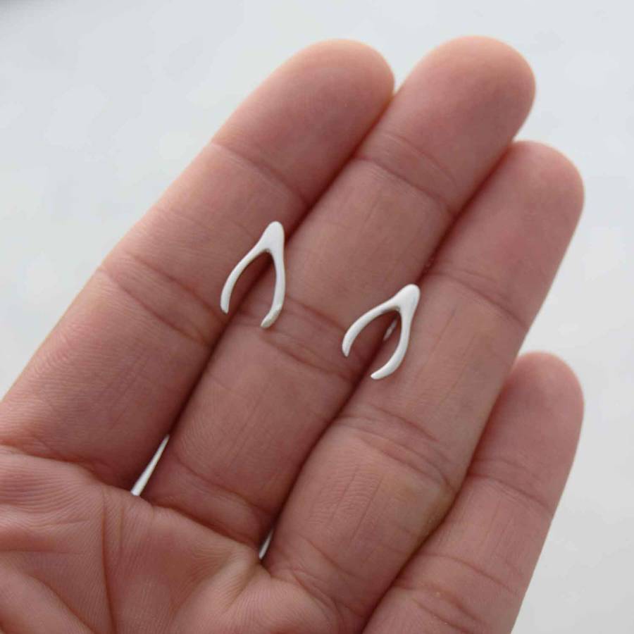 wishbone stud earrings by dainty edge jewellery